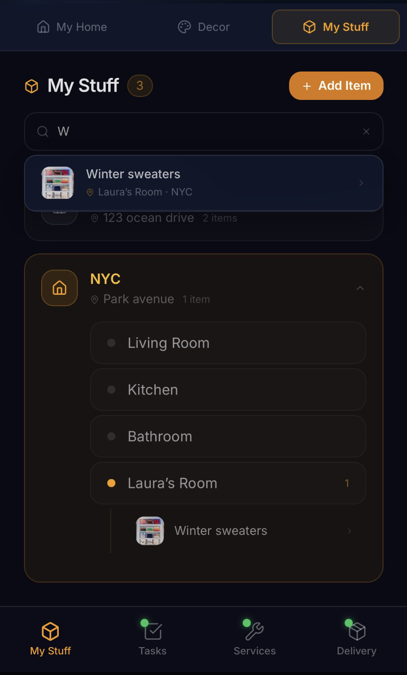 Search your belongings instantly